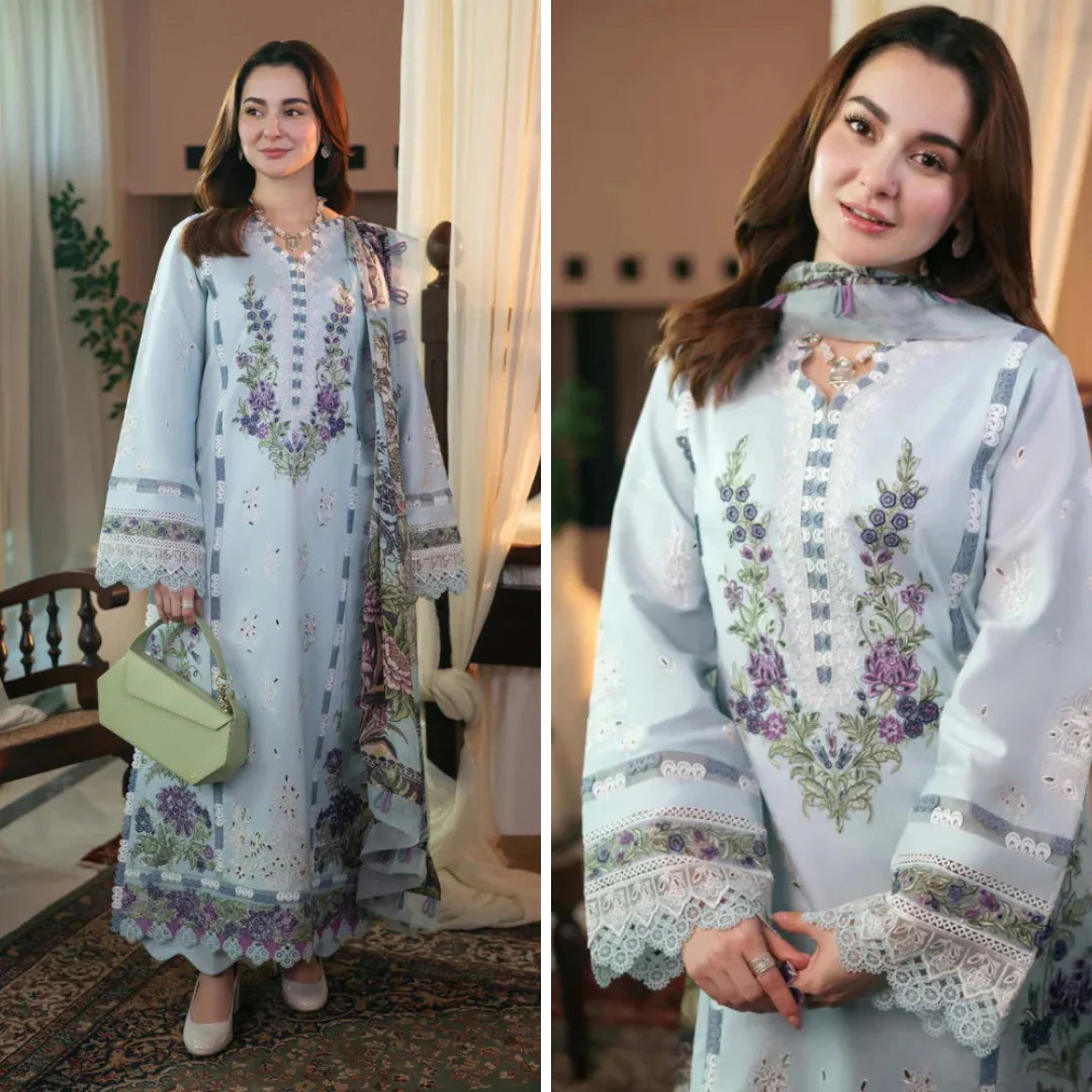RT946- Qalamkar - 3PC Lawn ChickenKari Embroidered Suit