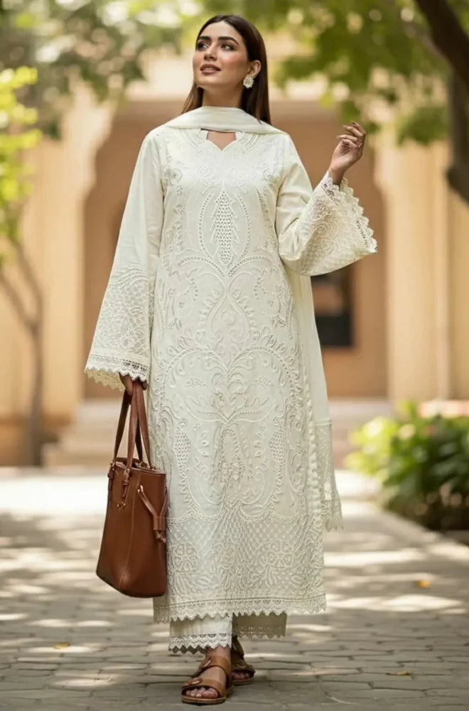 RT1316-SHANZY - Summer 3PC Lawn Chikankri Embroidered Suit