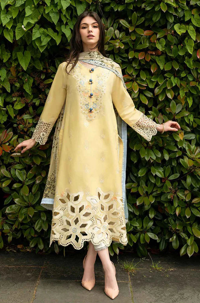 RT1326-Mushaq - Summer 3PC Lawn Chikenkari Embroidered Shirt