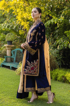 RT1217-Winter 3-Piece Unstitched Heavy Embroidered Velvet Suit