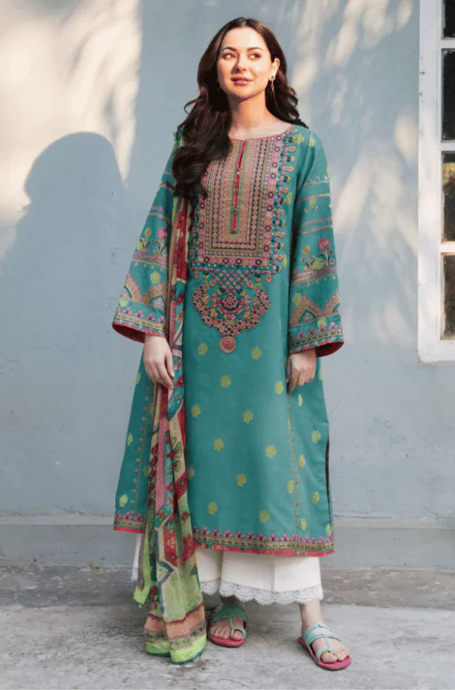 RT1246-Sapphire - Winter 3PC Dhanak Embroidered Suit