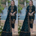 Embroidered Velvet Three piece With Velvet Shawl Winter Collection-RT025