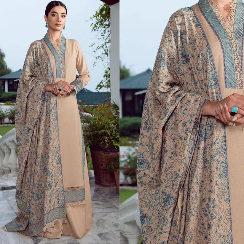 WINTER Embroidered Dhanak Suit with Heavy Embroidered Dhanak Shawll-RT1008