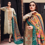 RT1013-3PC Dhannak WINTER Embroidered suit with Printed Shawll