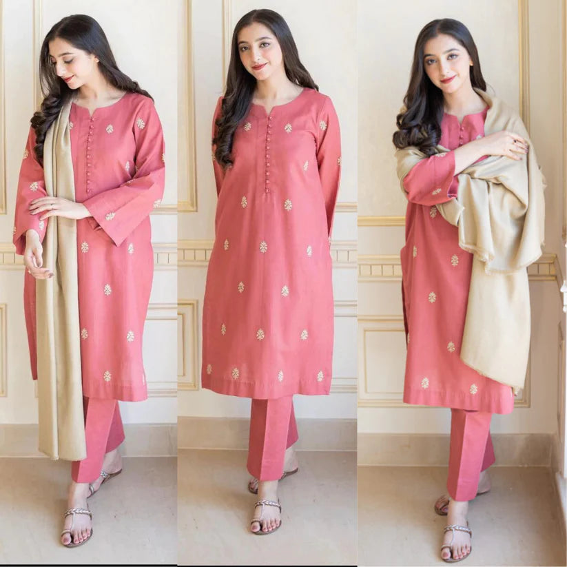 RT1057-WINTER 3PC Dhanak suit with Dhanak Shawll