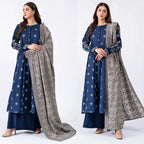 RT1072-WINTER 3-Pc Embroidered Dhanak Suit with Heavy Embroidered Dhanak Shawll