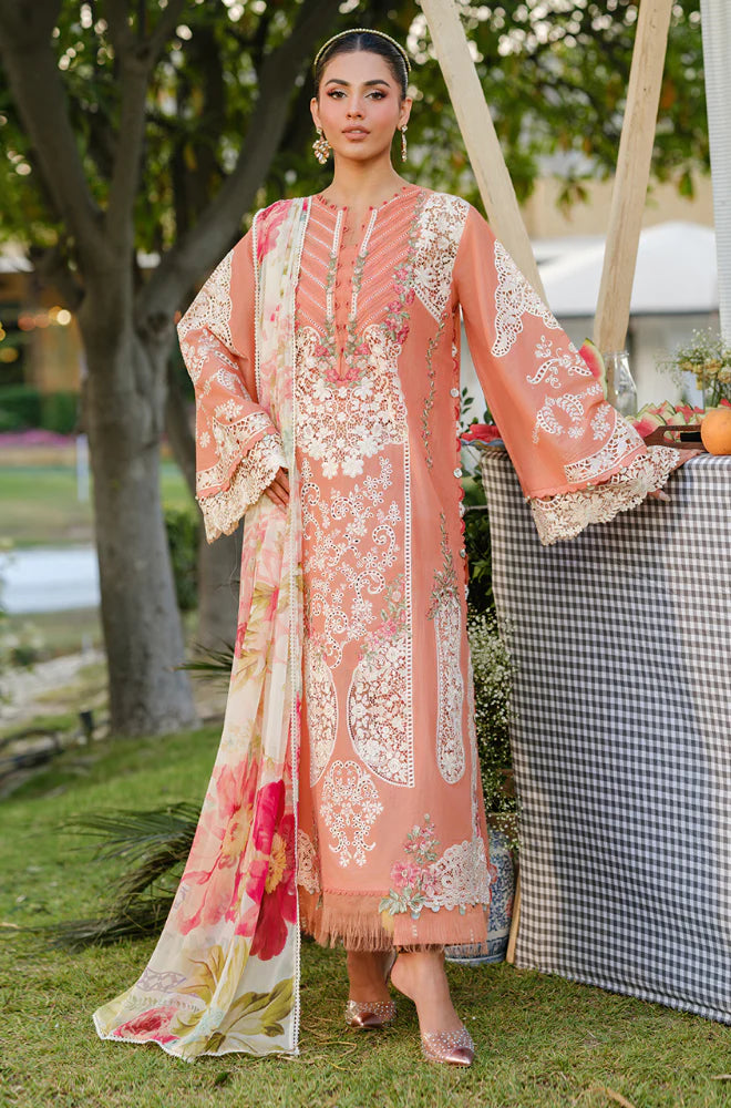 RT1323-Elaf - Summer 3PC Lawn Chikenkari Embroidered Shirt