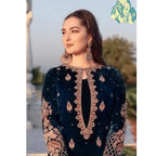 RT1211-Velvet 3PCs Winter Embroidered Dress With Dhanak Shawl