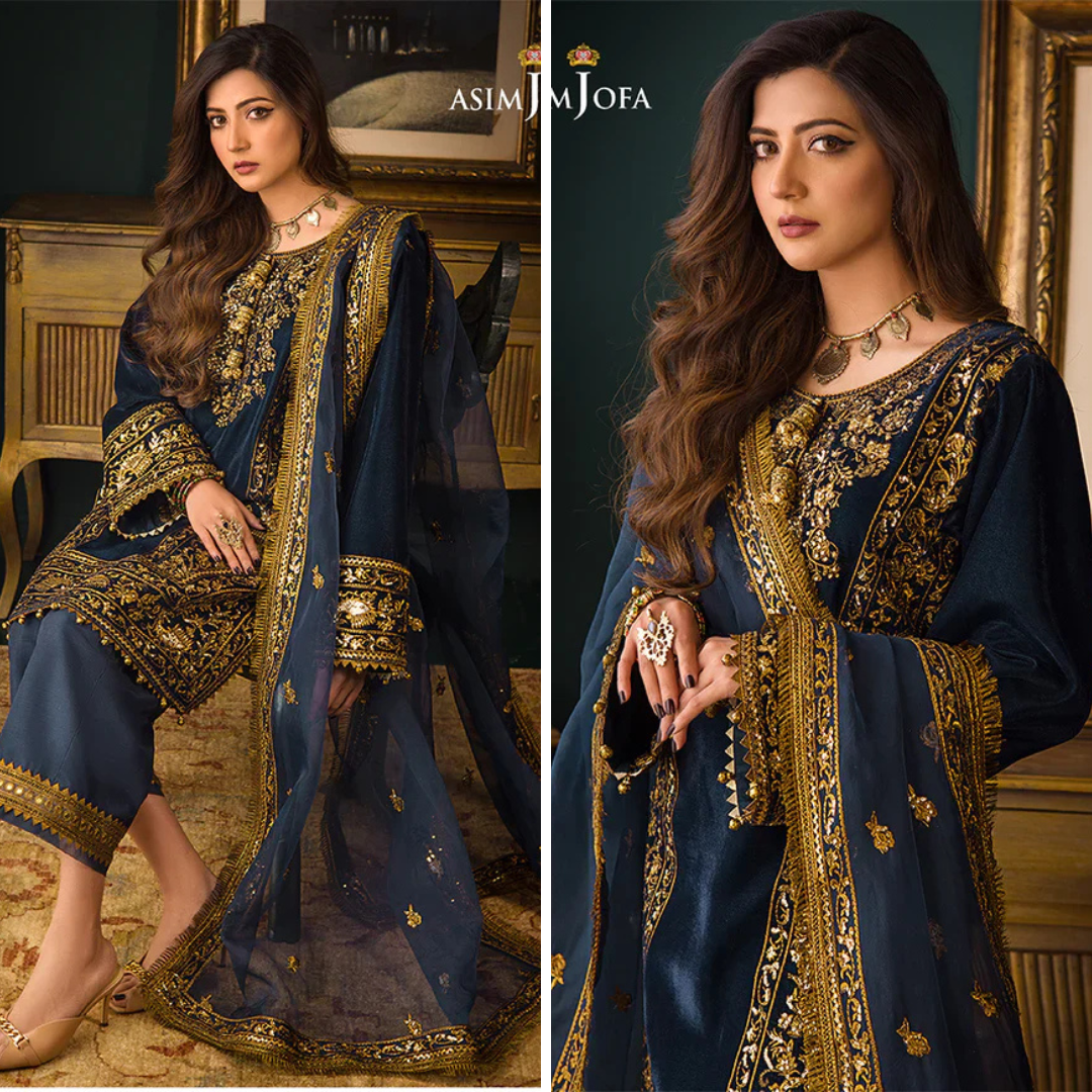 RT1202- Winter Asim Jofa - Embroidered Velvet 3piece suit