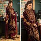 RT1205-Asim jofa Embroidered Velvet Winter 3piece suit