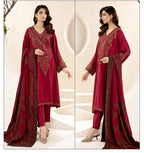 RT1213-3PC KhaddarWinter Embroidered Suit with Printed Wool Shawl