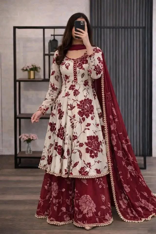 RT1350-RIWAJTANN - 3 piece Lawn frock style Printed suit