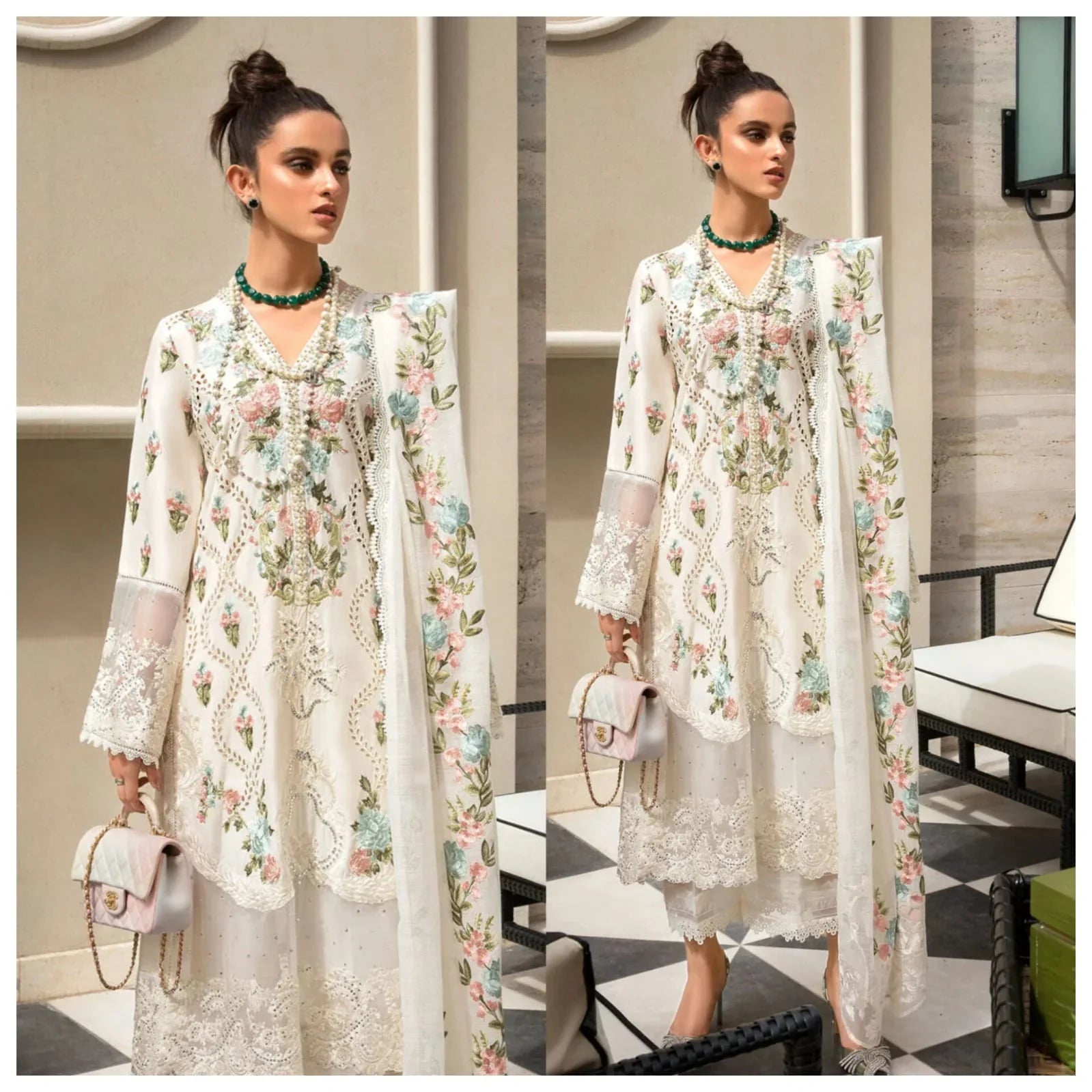 Crimson - 3PC Lawn Heavy Embroidered Sequence Work With Organza Embroidered Dupatta -RT506