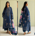 RT921-SUMMER-3 Piece Unstitched Digital Printed Lawn Suit - Digital Printed Silk Dupatta