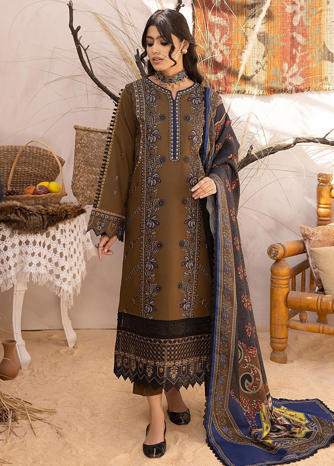 RT1248-Bin ilyas - Winter 3PC Dhanak Embroidered Suit