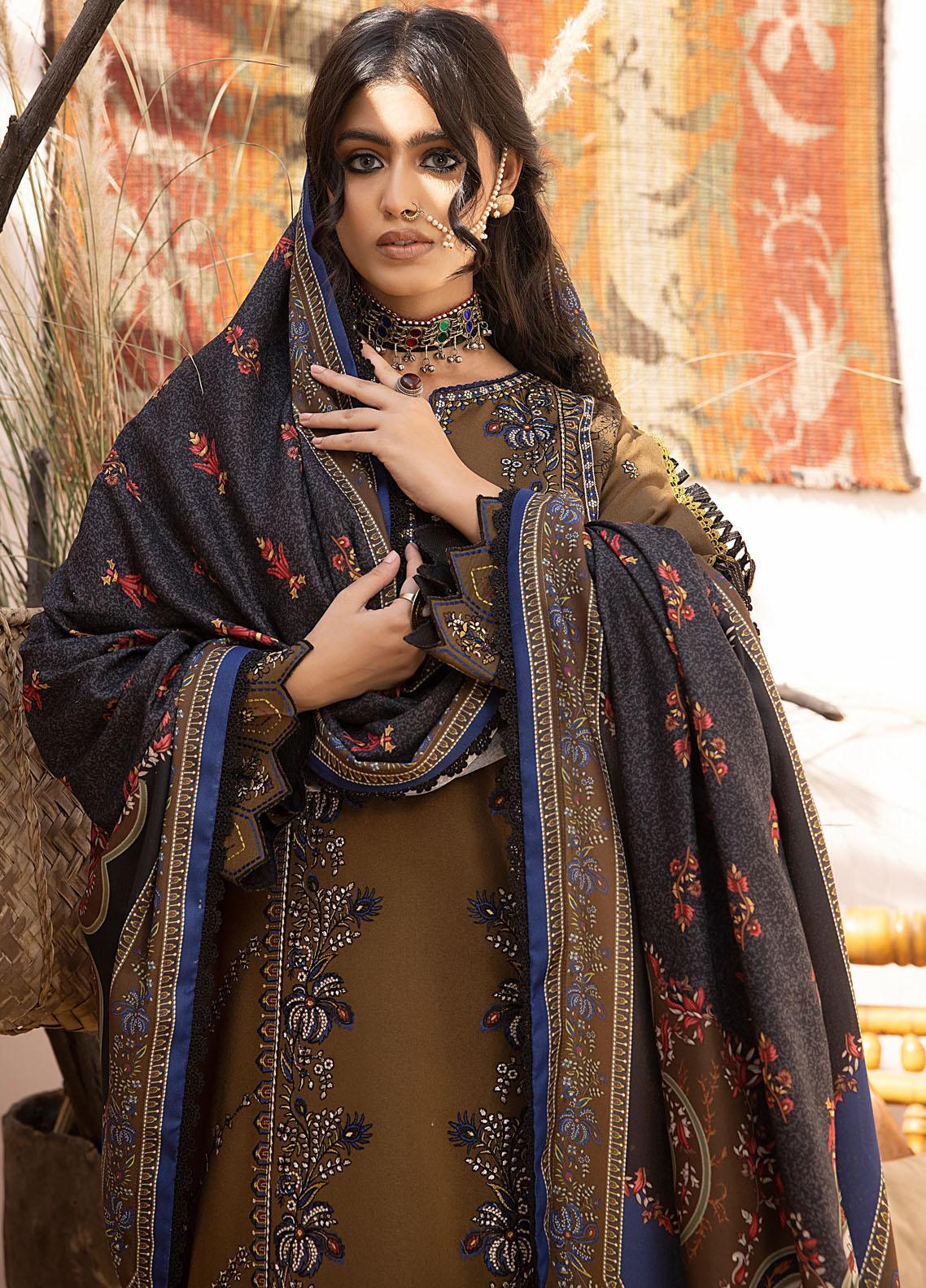 RT1248-Bin ilyas - Winter 3PC Dhanak Embroidered Suit