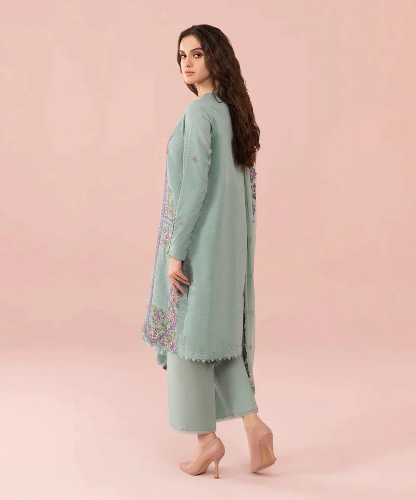 RT842-SUMMER 3PC Lawn Embroidered Shirt With Chiffon Embroidered Dupatta