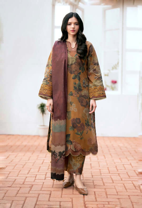 RT933-Winter Karandi 3PC Printed Digital Printed Karandi Dupatta