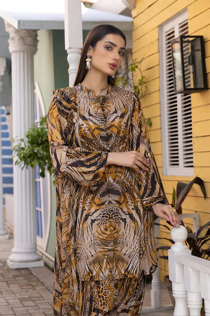 RT801-3Pc Digital Printed Lawn Shirt With Printed Lawn Trouser and Chiffon Dupatta