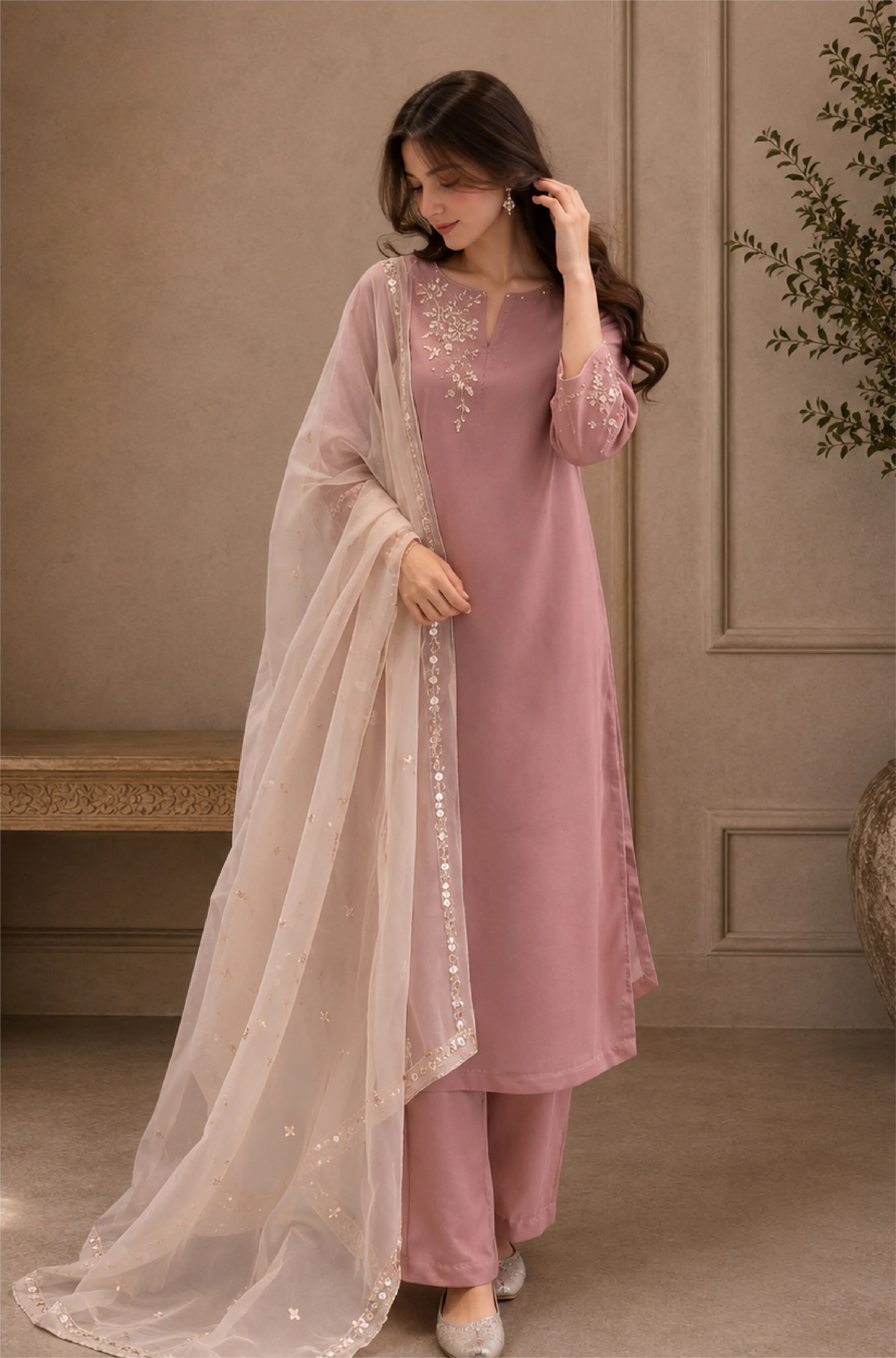 Bunaai - Summer-3PC Lawn Embroidered Suit -RT1360