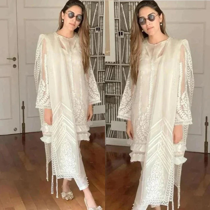 RT853- 3PC ORGANZA HEAVY EMBROIDERED SHIRT WITH ORGANZA EMBROIDERED DUPATTA