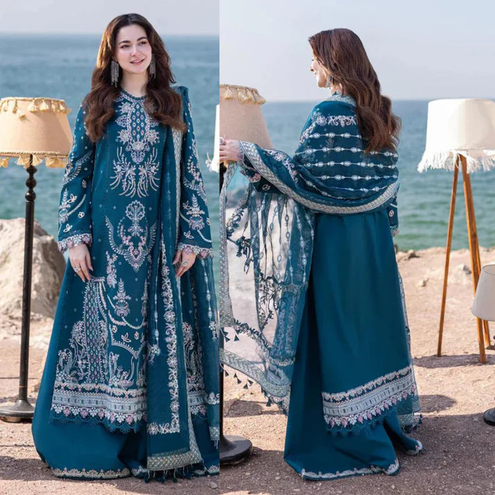 RT918-ZARA SHAHJAHAN 3-PIEC LAWN COLLECTION ORGANZA EMBROIDERED DUPATTA