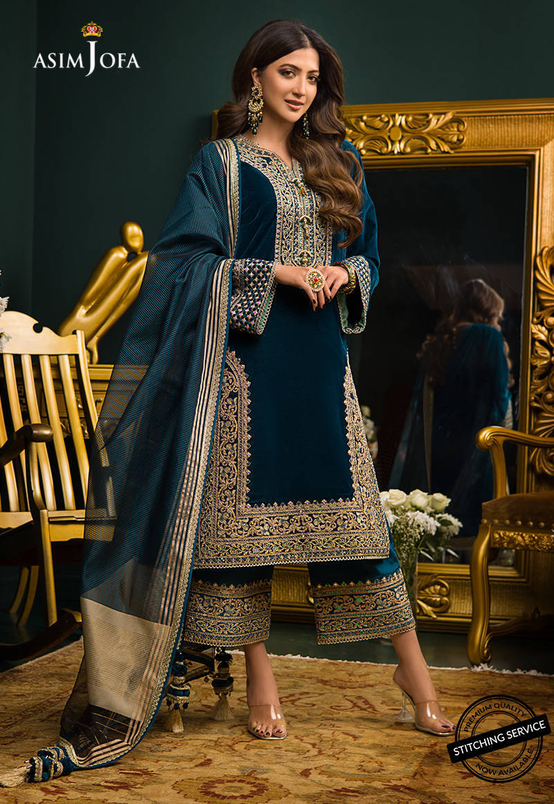 WINTER 3PC Velvet Heavy Embroidered Shirt With Organza Dupatta =RT057