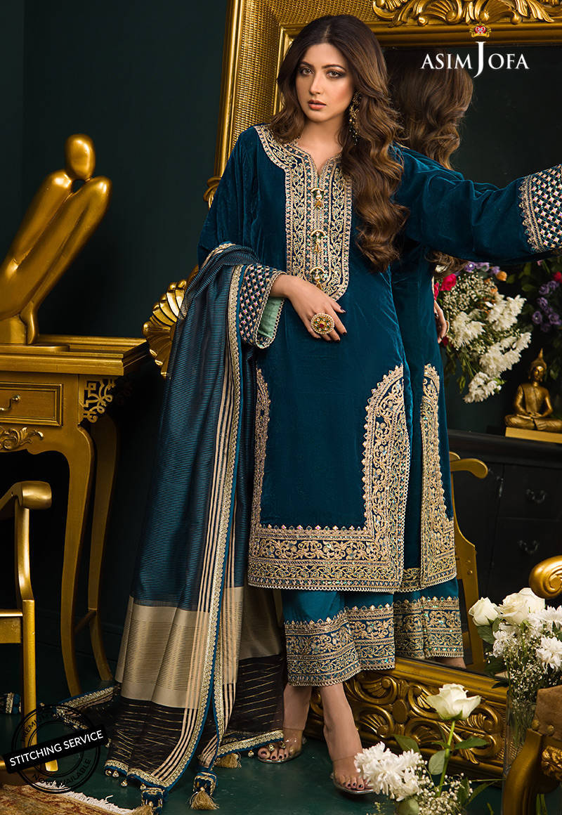 WINTER 3PC Velvet Heavy Embroidered Shirt With Organza Dupatta =RT057