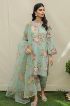 RT445-Nisa Sea Green Lawn unstitched digital printed 3 pc dress with Diamond dupata