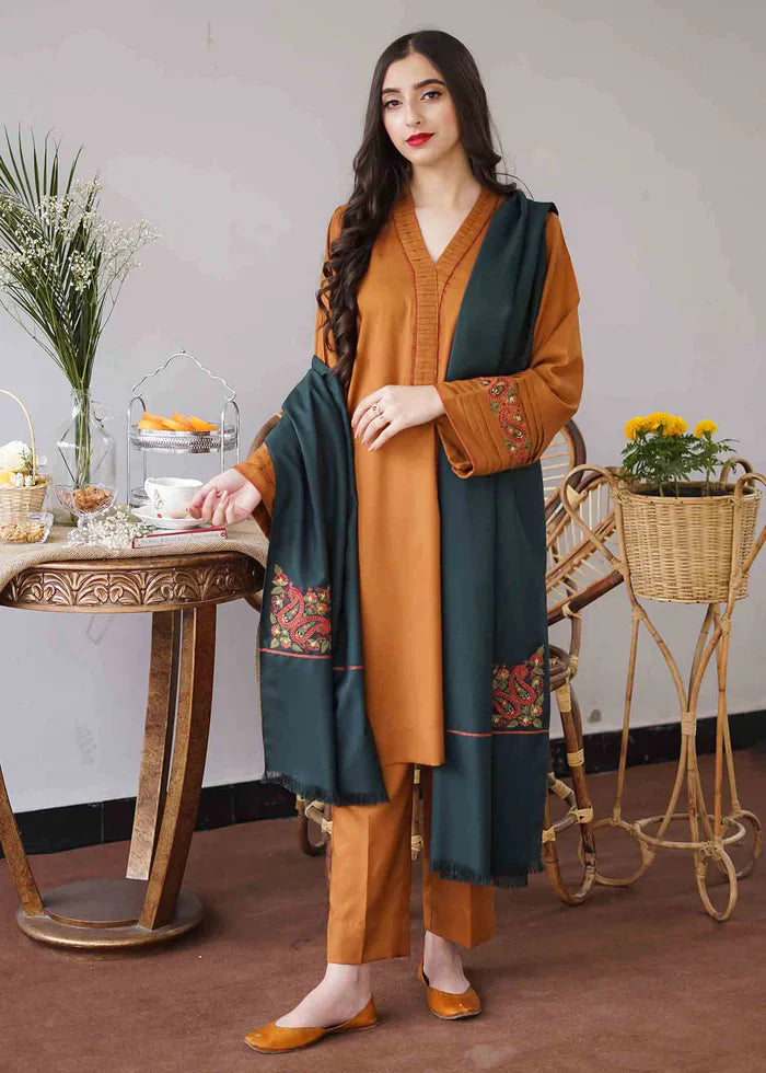 3PC WINTER Dhanak suit with Embroidered Shawll-RT047