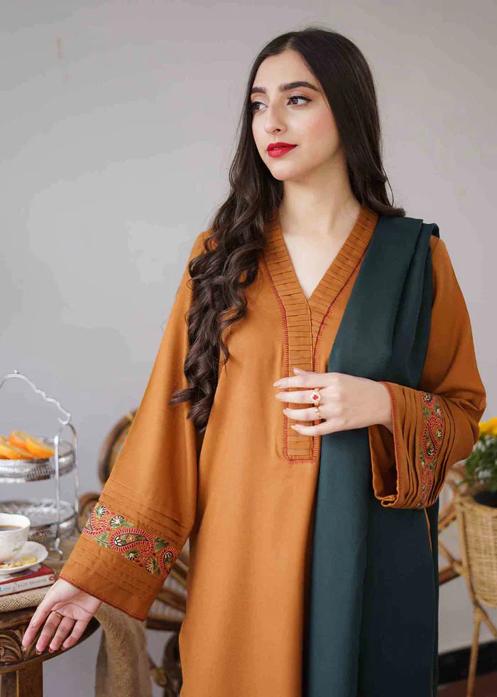 3PC WINTER Dhanak suit with Embroidered Shawll-RT047