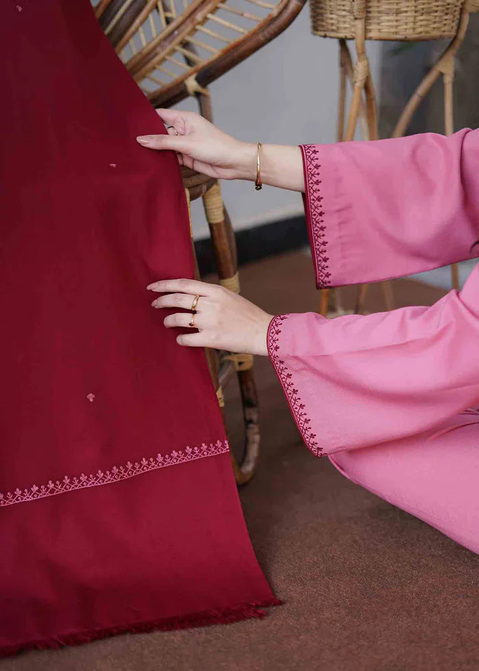 WINTER 3PC Dhanak suit with Embroidered Shawll-RT555