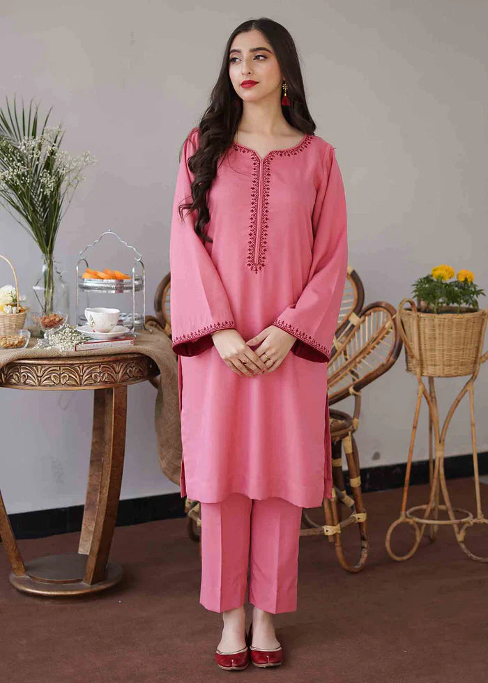 WINTER 3PC Dhanak suit with Embroidered Shawll-RT555