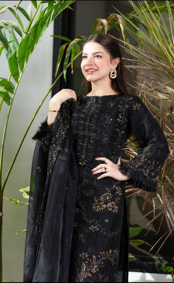 EMBROIDERED 3PC WINTER KHADDAR EMBROIDERED DRESS WITH CHIFFON EMBROIDERED DUPATTA-Rt043