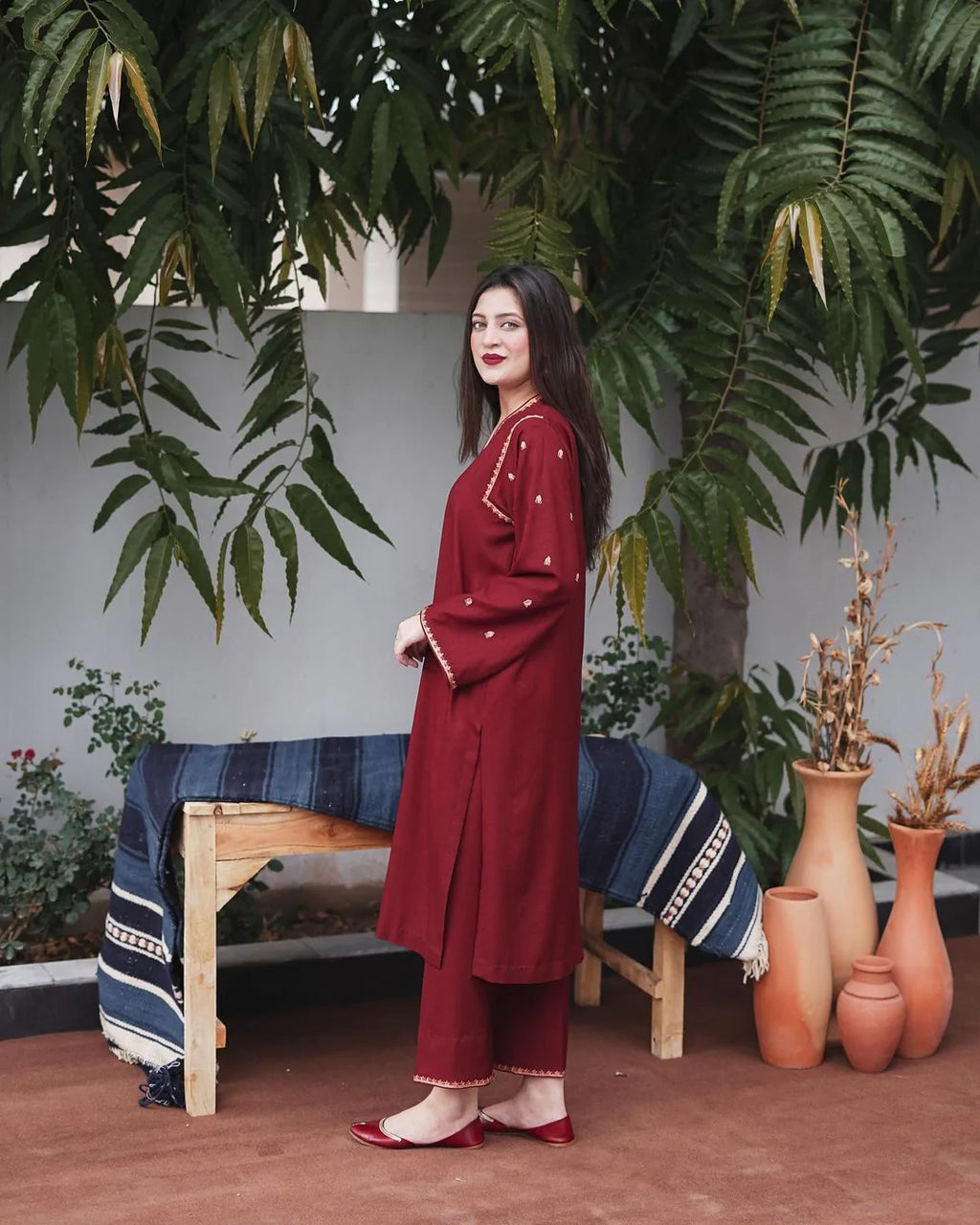 WINTER 3PC Dhanak suit with Embroidered Shawll-RT066