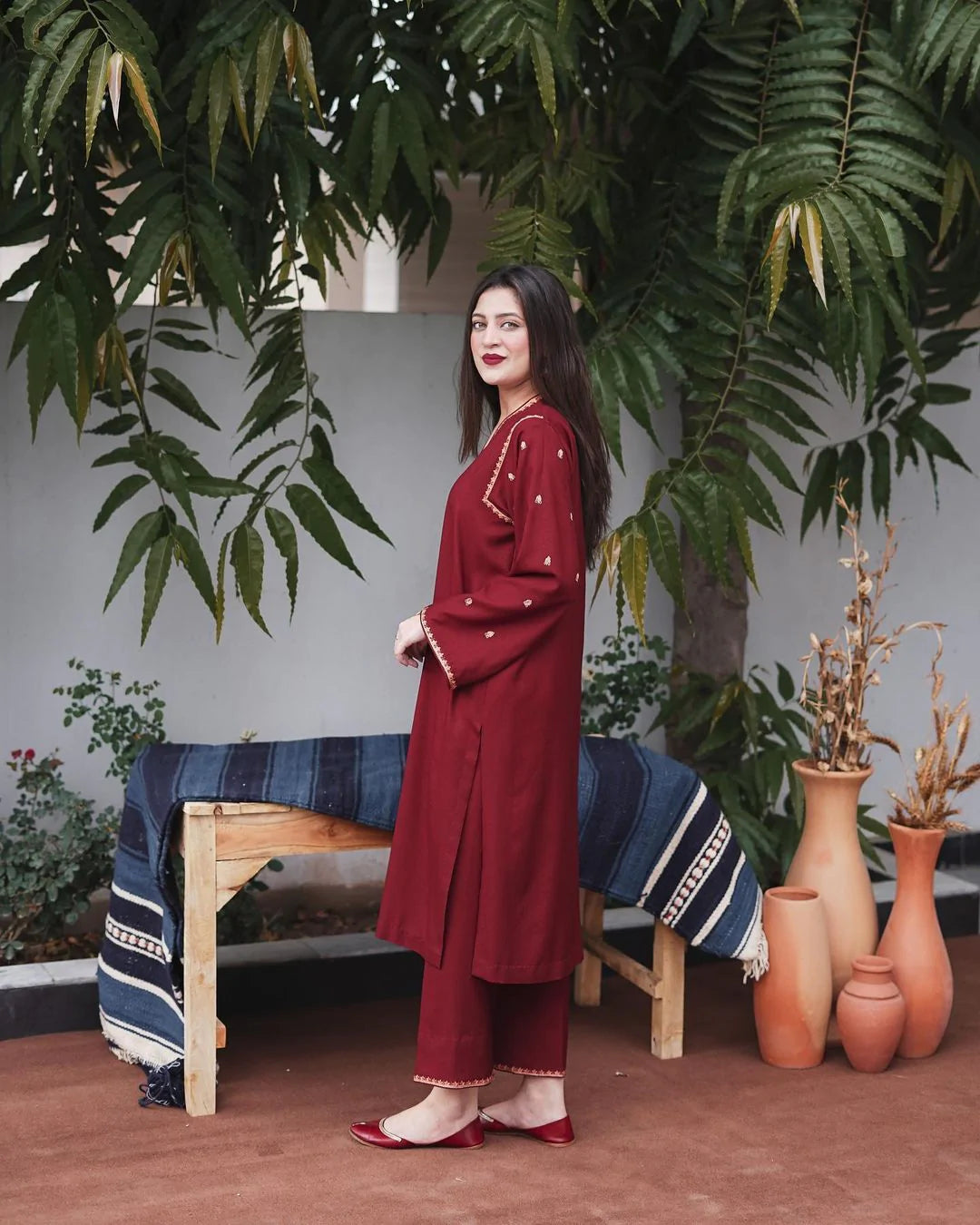 WINTER 3PC Dhanak suit with Embroidered Shawll-RT066