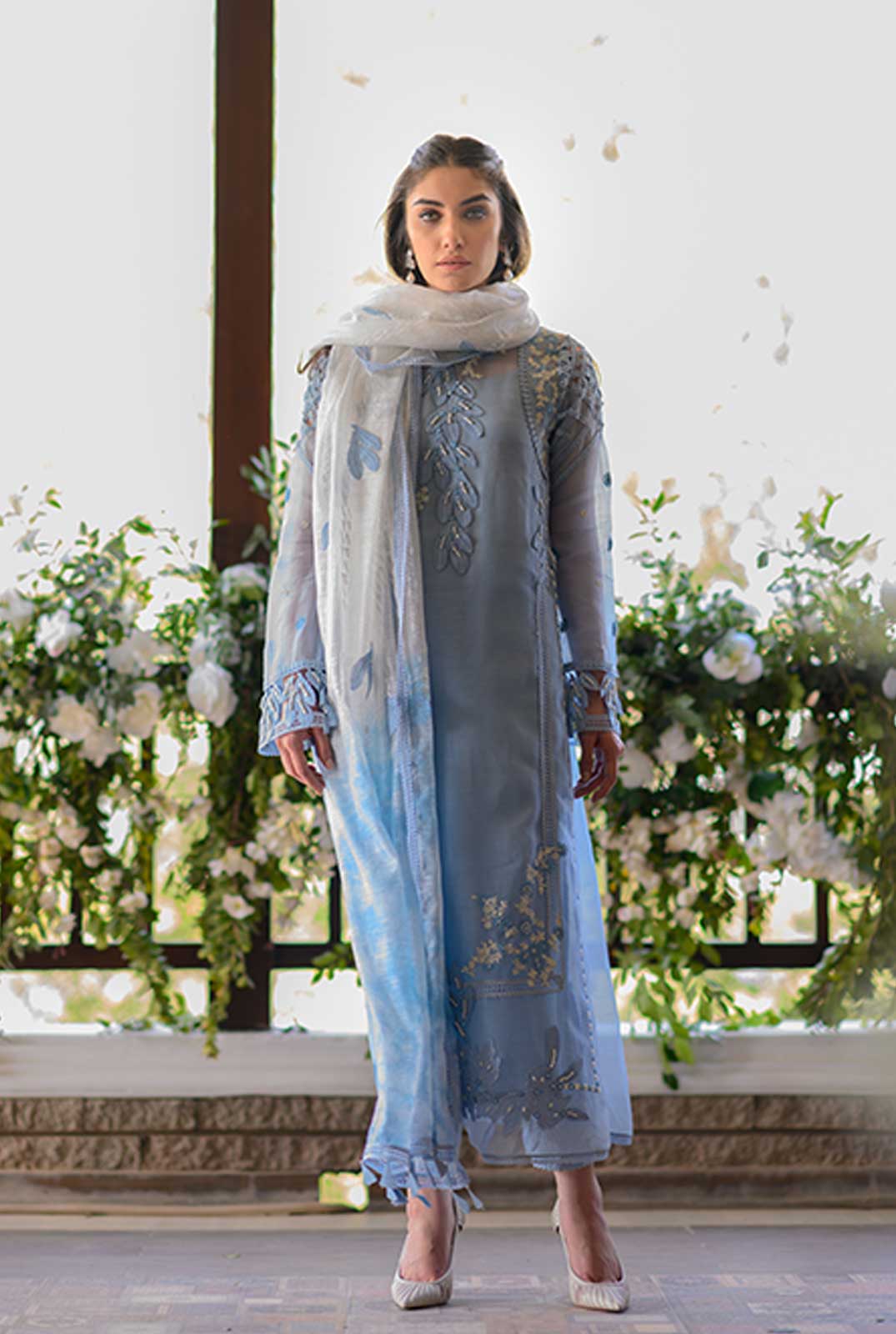 Nadia Farooqi-Embroidered 3pc organza dress with organza duppata-RT416