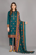Kayseria - WINTER Embroided 3pc Linen dress with embroidered Linen dupatta & Patches-RT001