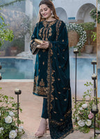 Embroidered Velvet Three piece With Velvet Shawl Winter Collection-RT025