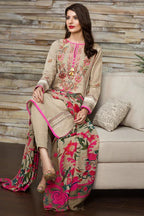 Khaadi Pink- WINTER Embroided 3PC khaddar Dress with wool shawl-RT004